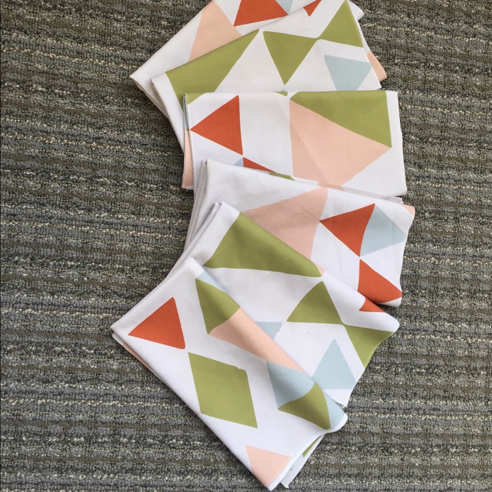 Set of 6 Retro Geometric Print Napkins